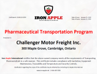 Pharma Certificate - Challenger Motor Freight